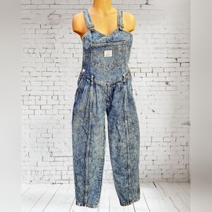 Vtg Guess Georges Marciano 1980's Women's Denim Pleated Overalls Sz 3 Acid Wash